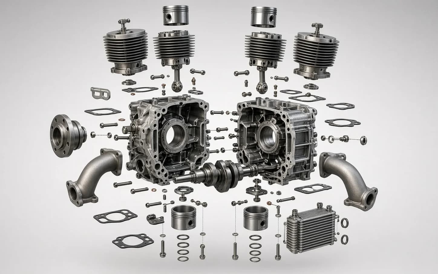 Техническая документация: exploded view авиационного двигателя